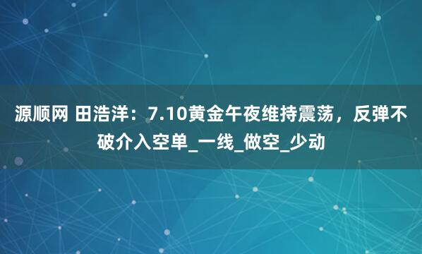 源顺网 田浩洋：7.10黄金午夜维持震荡，反弹不破介入空单_一线_做空_少动