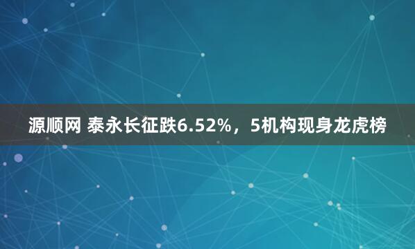 源顺网 泰永长征跌6.52%，5机构现身龙虎榜