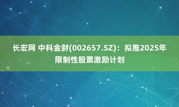 长宏网 中科金财(002657.SZ)：拟推2025年限制性股票激励计划
